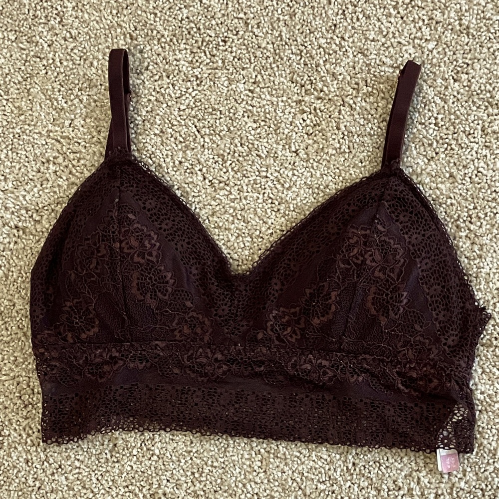Elegant Lace Bralette in Rich Brown